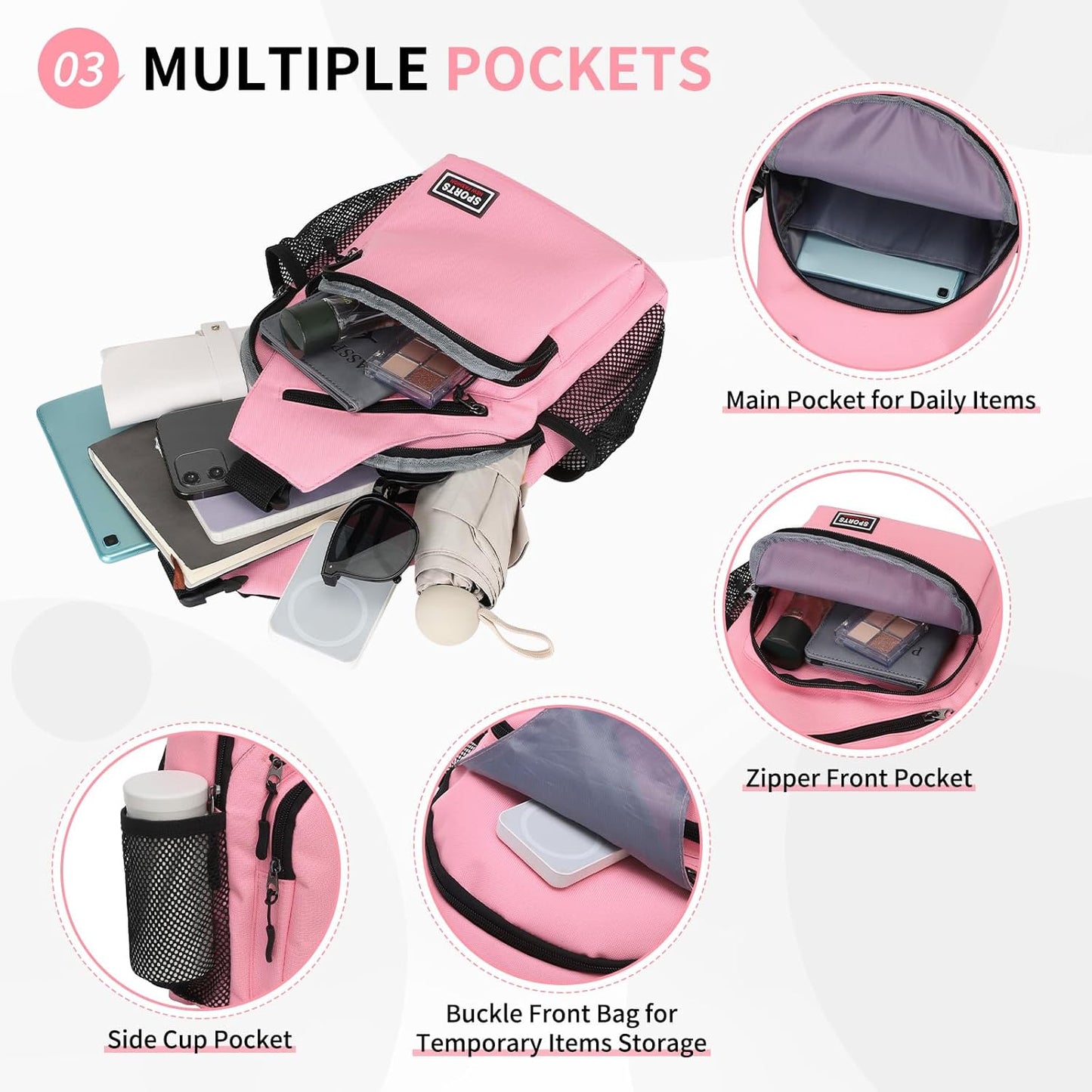 Convertible Sling Bag for Women Men Fit for 7.9" Tablet Yellow | Lightweight Mini Crossbody Backpack Daypack Anti-theft with Water Bottle Holder for Casual Travel Sport Hiking