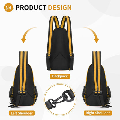 Convertible Sling Bag for Women Men Fit for 7.9" Tablet Yellow | Lightweight Mini Crossbody Backpack Daypack Anti-theft with Water Bottle Holder for Casual Travel Sport Hiking