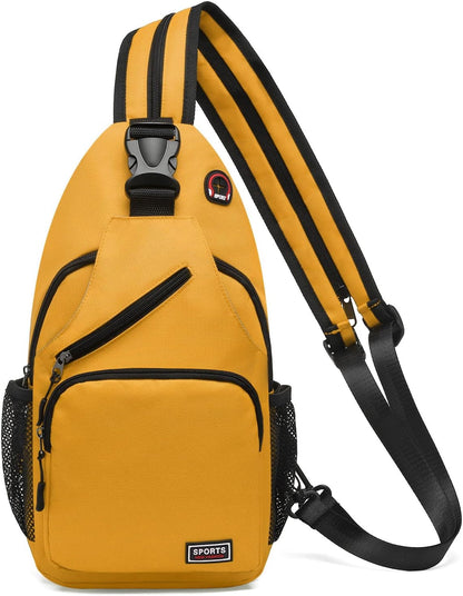 Convertible Sling Bag for Women Men Fit for 7.9" Tablet Yellow | Lightweight Mini Crossbody Backpack Daypack Anti-theft with Water Bottle Holder for Casual Travel Sport Hiking