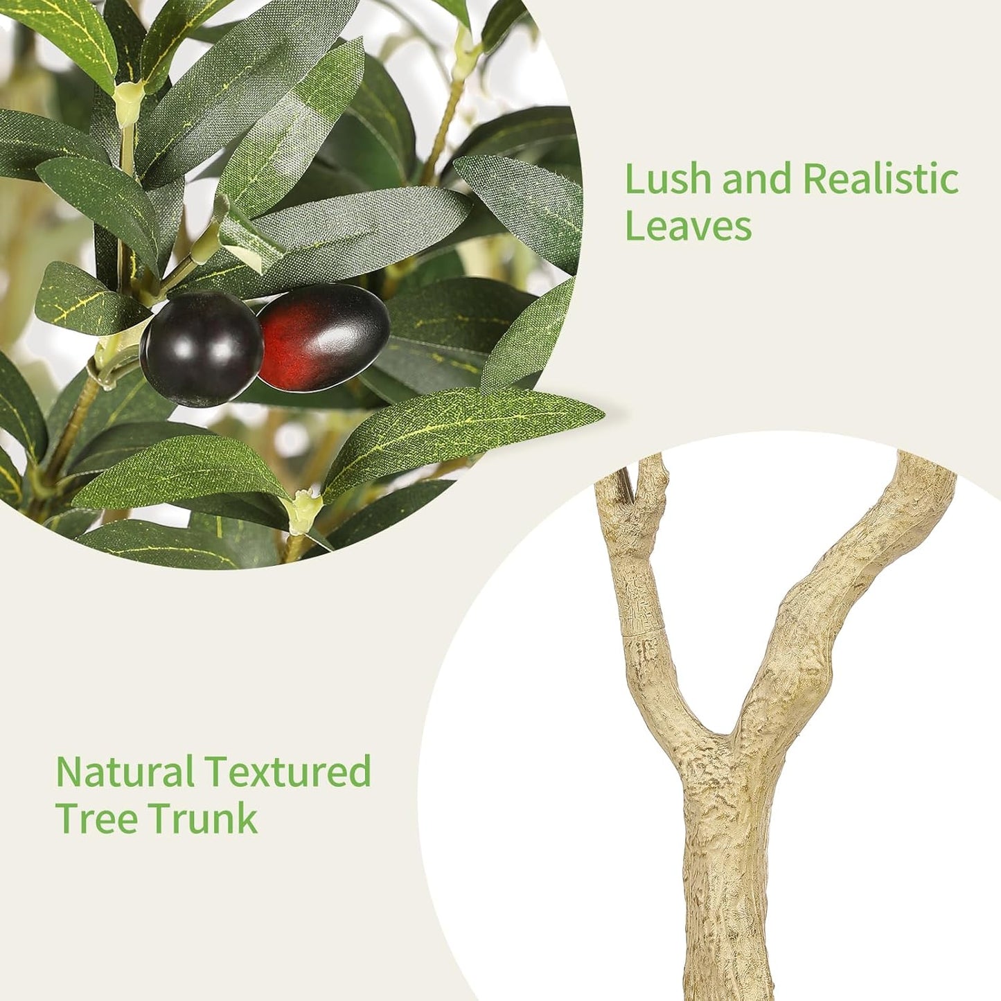 6ft Artificial Olive Tree with Tall Exquisite Planter | Realistic Faux Olive Tree with Thick Trunk and Lifelike Leaves - Large Fake Olive Tree for Home Living Room Office Decor