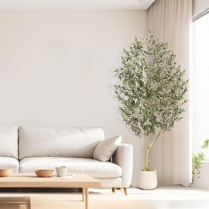 6ft Artificial Olive Tree with Tall Exquisite Planter | Realistic Faux Olive Tree with Thick Trunk and Lifelike Leaves - Large Fake Olive Tree for Home Living Room Office Decor