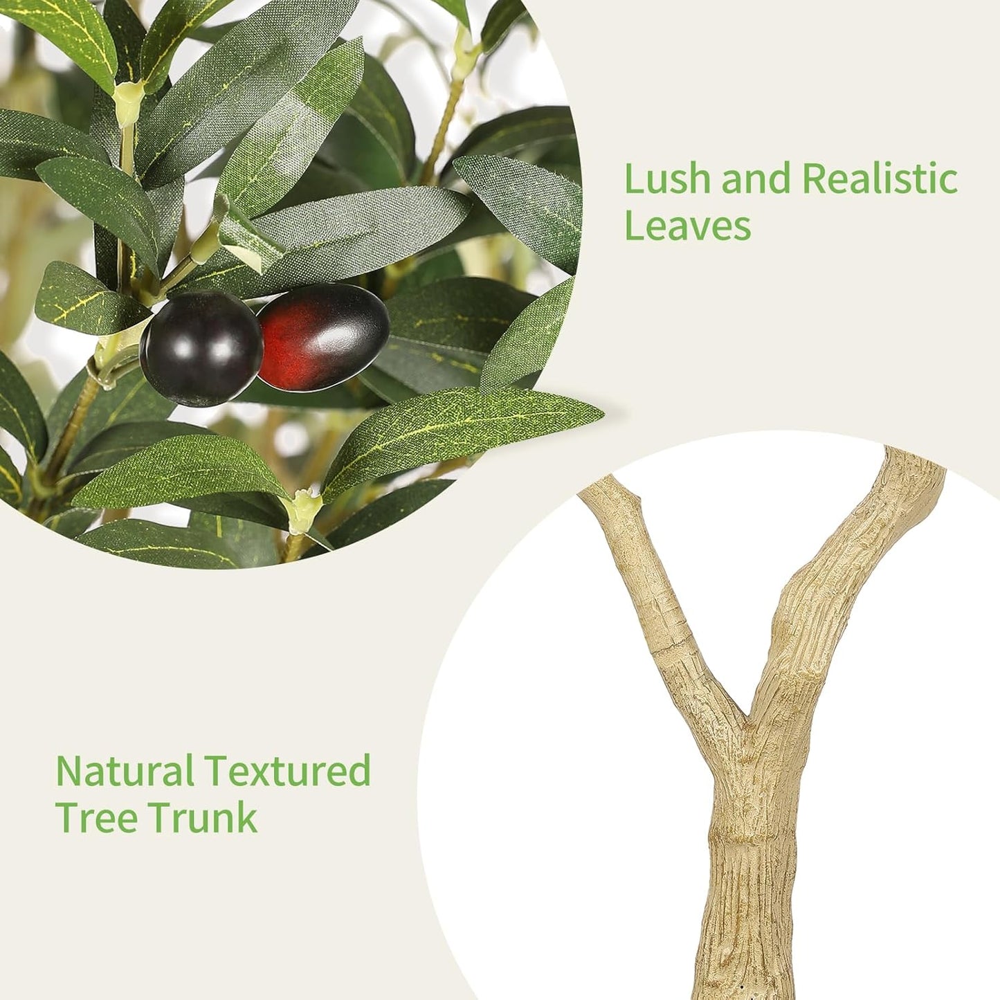 6ft Artificial Olive Tree with Tall Exquisite Planter | Realistic Faux Olive Tree with Thick Trunk and Lifelike Leaves - Large Fake Olive Tree for Home Living Room Office Decor