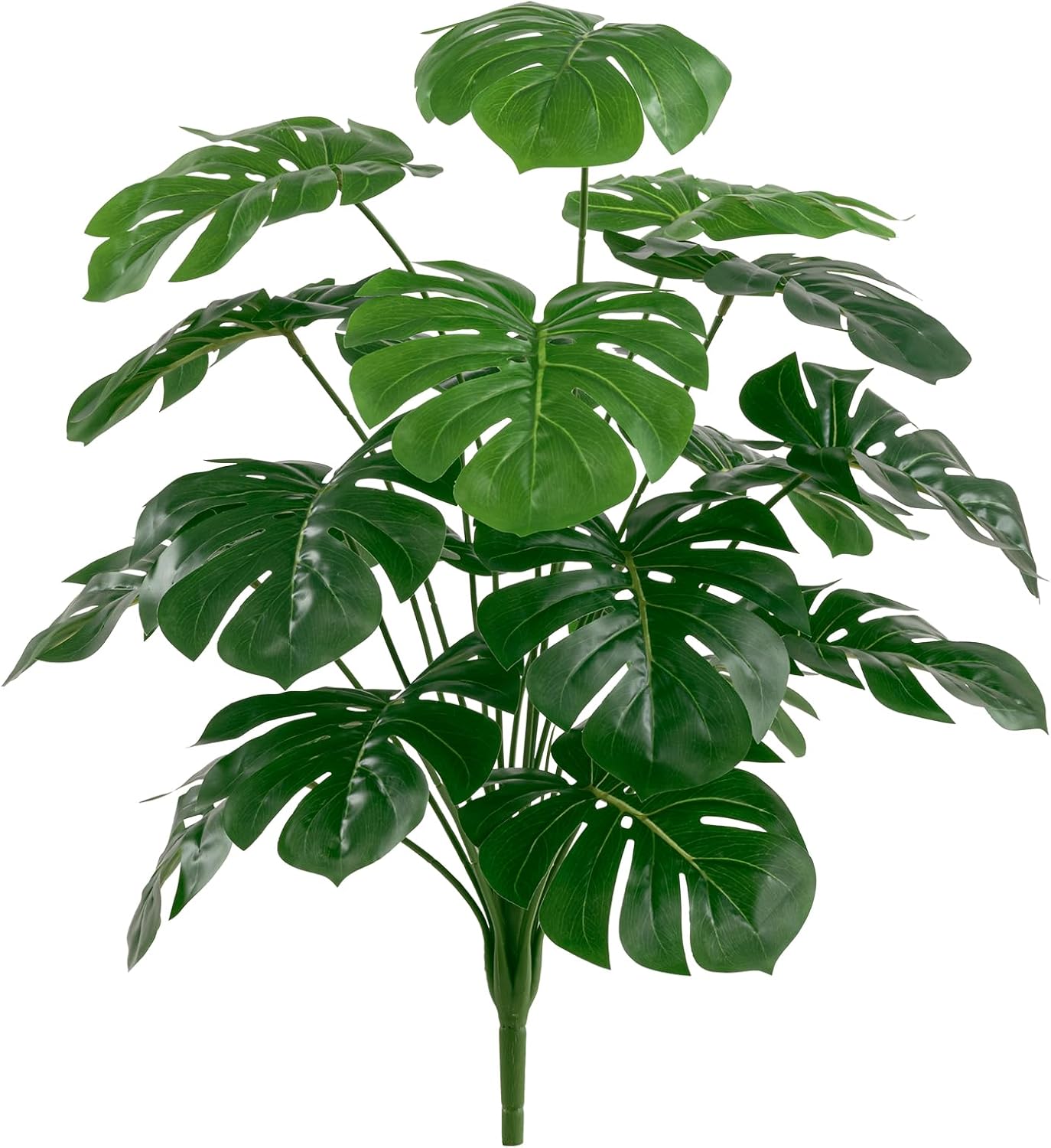 25 inch Artificial Monstera Plant No Pot, Green | Artificial Plam Tree Tropical Turtle Leaves, DIY Easy Assembly, Plastic and Wire Stems, Silk Leaf