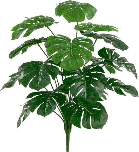 25 inch Artificial Monstera Plant No Pot, Green | Artificial Plam Tree Tropical Turtle Leaves, DIY Easy Assembly, Plastic and Wire Stems, Silk Leaf