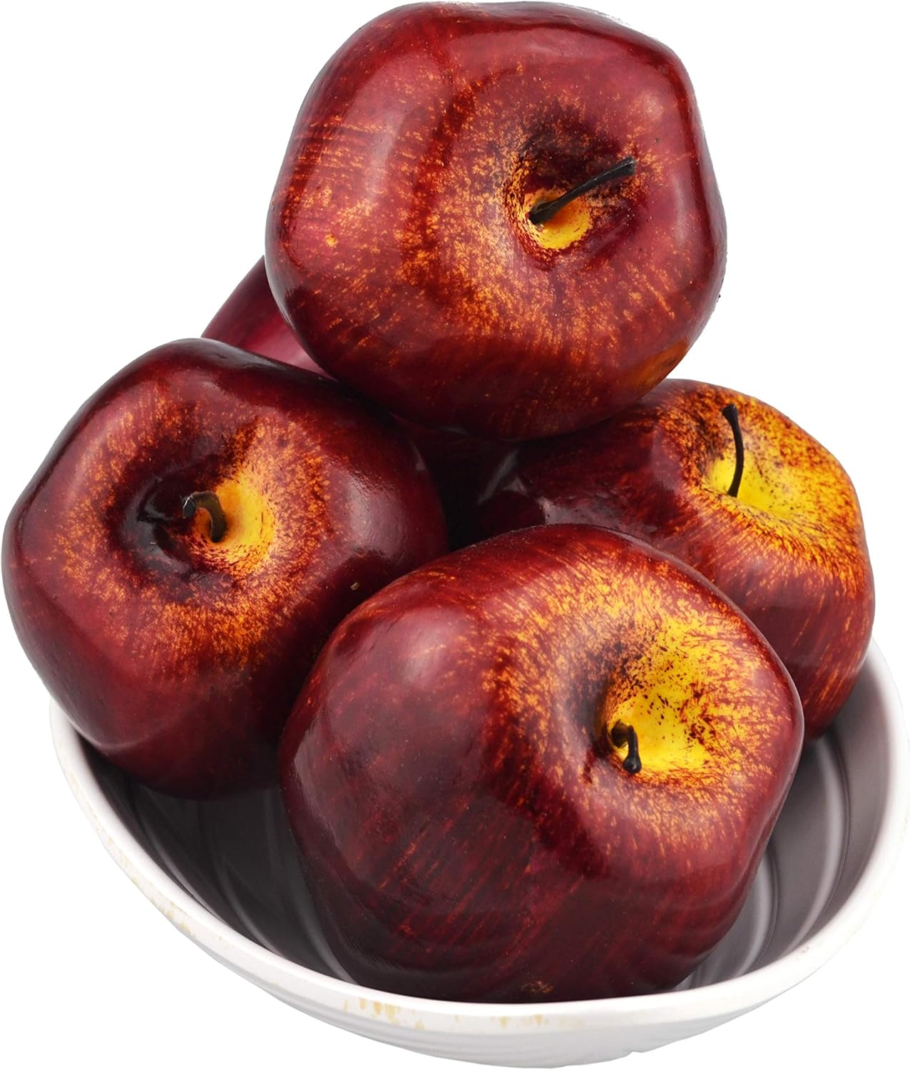 Fake Dark Red Apple Simulation Artificial Lifelike Plastic Red Delicious Apples Set Fake Fruit for Home House Kitchen Wedding Party Decoration Photography (8Pcs)