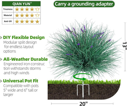 Fake Lavender Flowers with Greenery – 13'' Tall Artificial Lavender Plant, UV Resistant Faux Outdoor Decor for Garden, Patio, Lawn, Planters (2, Green)