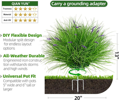 Fake Lavender Flowers with Greenery – 13'' Tall Artificial Lavender Plant, UV Resistant Faux Outdoor Decor for Garden, Patio, Lawn, Planters (2, Green)
