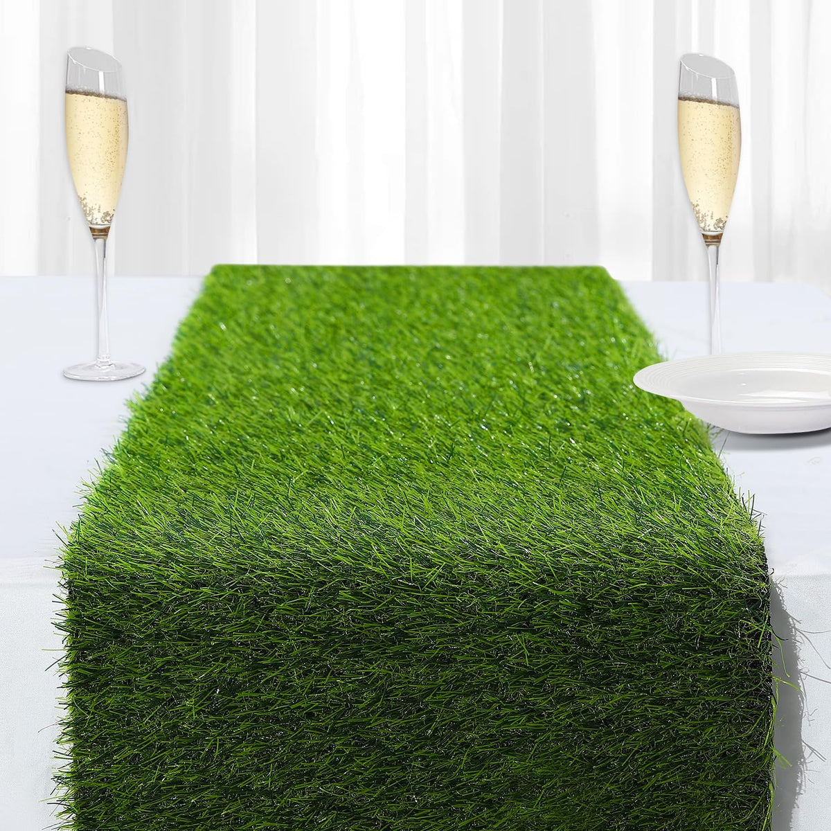 13x36 in Synthetic Artificial Grass Table Runner, Faux Turf Table Decor