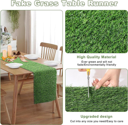 13x36 in Synthetic Artificial Grass Table Runner, Faux Turf Table Decor