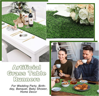 13x36 in Synthetic Artificial Grass Table Runner, Faux Turf Table Decor