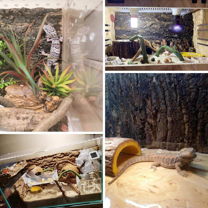 Cork Bark Background, 11.6" x 7.7" Natural Reptile Terrarium Backdrop, Reptile Climbing Wall Decor for Bearded Dragon, Gecko, Chameleon, Snake