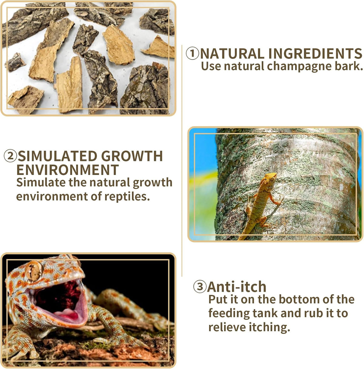 Cork Bark Background, 11.6" x 7.7" Natural Reptile Terrarium Backdrop, Reptile Climbing Wall Decor for Bearded Dragon, Gecko, Chameleon, Snake