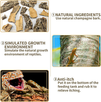 Cork Bark Background, 11.6" x 7.7" Natural Reptile Terrarium Backdrop, Reptile Climbing Wall Decor for Bearded Dragon, Gecko, Chameleon, Snake