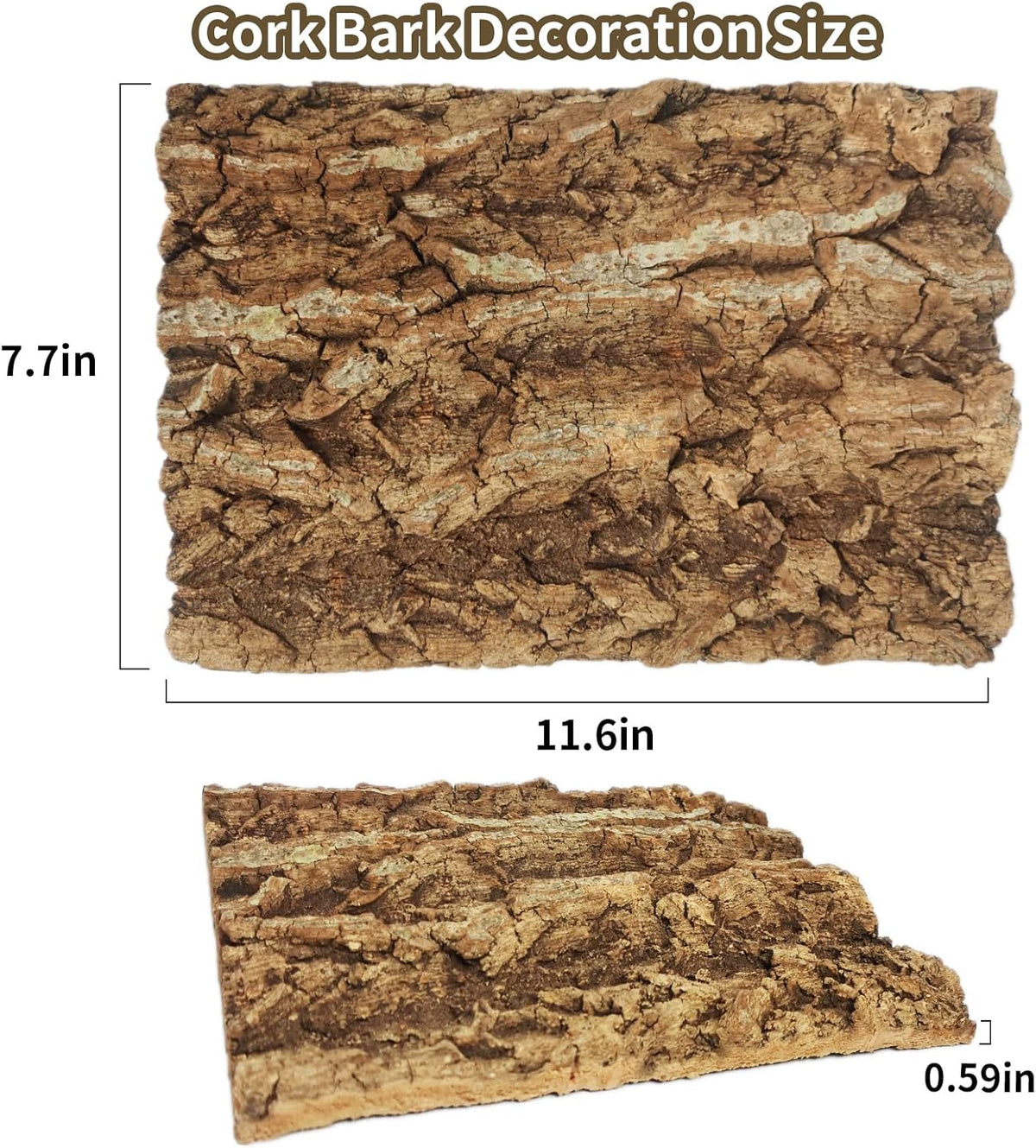 Cork Bark Background, 11.6" x 7.7" Natural Reptile Terrarium Backdrop, Reptile Climbing Wall Decor for Bearded Dragon, Gecko, Chameleon, Snake
