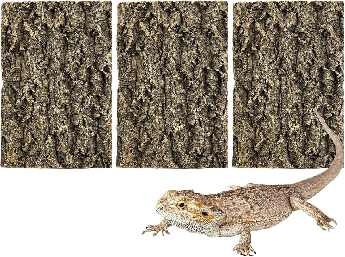 Cork Bark Background, 11.6" x 7.7" Natural Reptile Terrarium Backdrop, Reptile Climbing Wall Decor for Bearded Dragon, Gecko, Chameleon, Snake