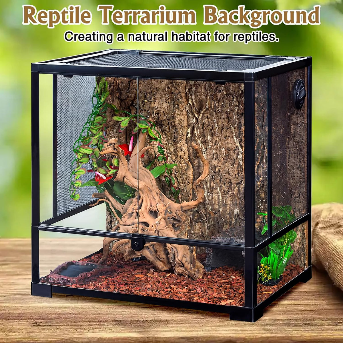 Cork Bark Background, 11.6" x 7.7" Natural Reptile Terrarium Backdrop, Reptile Climbing Wall Decor for Bearded Dragon, Gecko, Chameleon, Snake