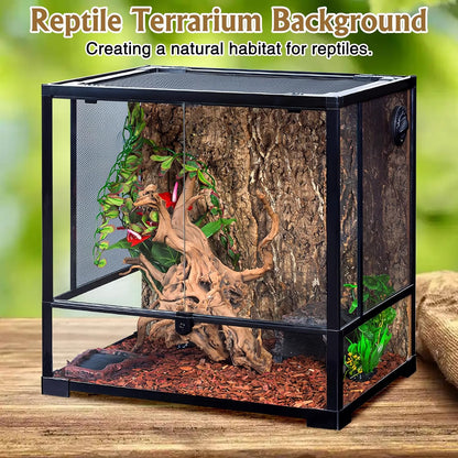 Cork Bark Background, 11.6" x 7.7" Natural Reptile Terrarium Backdrop, Reptile Climbing Wall Decor for Bearded Dragon, Gecko, Chameleon, Snake