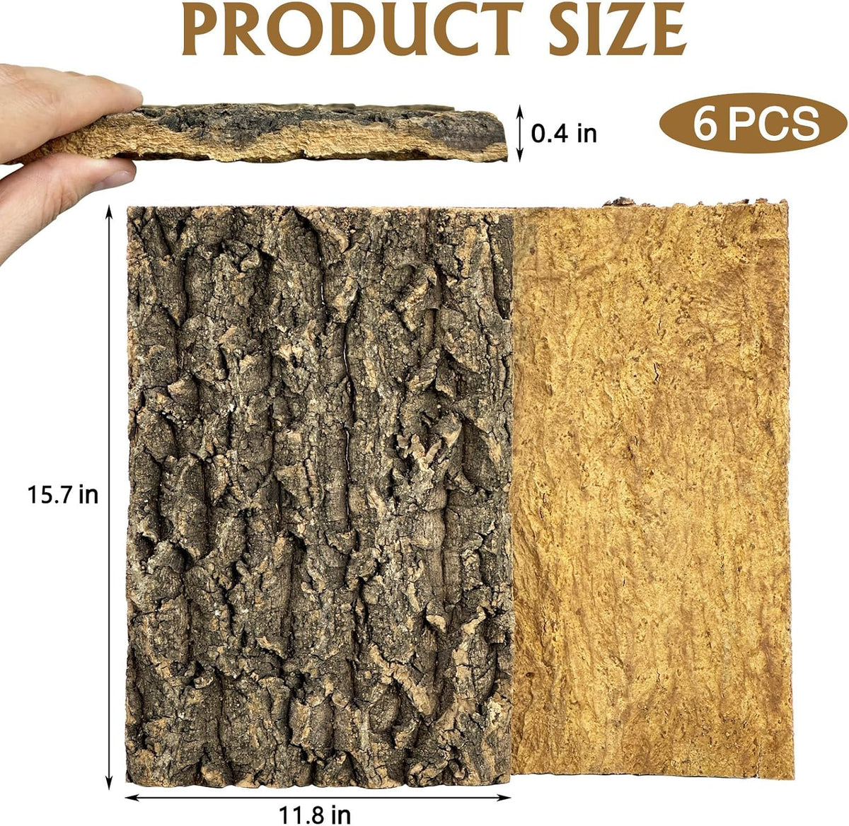 Cork Bark Background, 11.6" x 7.7" Natural Reptile Terrarium Backdrop, Reptile Climbing Wall Decor for Bearded Dragon, Gecko, Chameleon, Snake