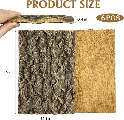 Cork Bark Background, 11.6" x 7.7" Natural Reptile Terrarium Backdrop, Reptile Climbing Wall Decor for Bearded Dragon, Gecko, Chameleon, Snake