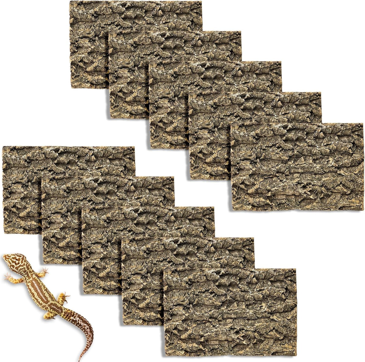 Cork Bark Background, 11.6" x 7.7" Natural Reptile Terrarium Backdrop, Reptile Climbing Wall Decor for Bearded Dragon, Gecko, Chameleon, Snake