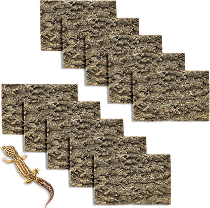 Cork Bark Background, 11.6" x 7.7" Natural Reptile Terrarium Backdrop, Reptile Climbing Wall Decor for Bearded Dragon, Gecko, Chameleon, Snake