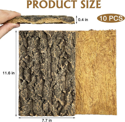 Cork Bark Background, 11.6" x 7.7" Natural Reptile Terrarium Backdrop, Reptile Climbing Wall Decor for Bearded Dragon, Gecko, Chameleon, Snake