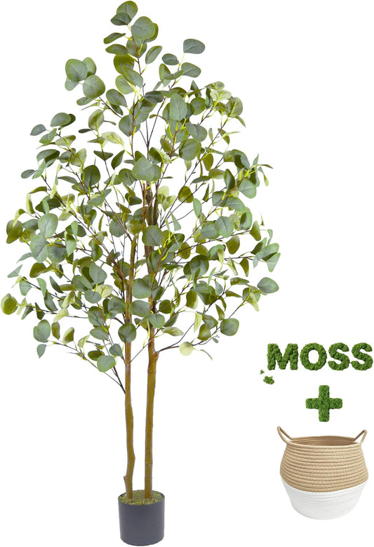 Fake Eucalyptus Tree 5ft Tall Artificial Plant with Basket