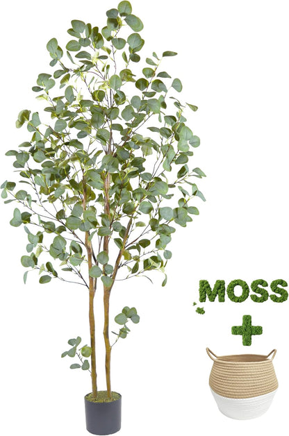 Fake Eucalyptus Tree 5ft Tall Artificial Plant with Basket