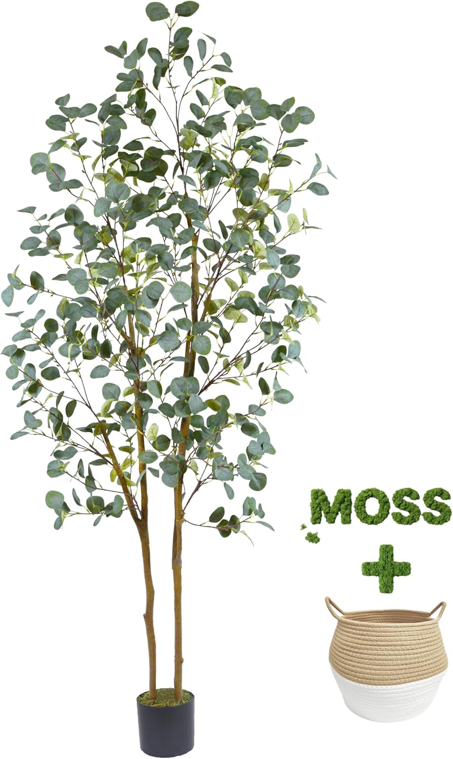 Fake Eucalyptus Tree 5ft Tall Artificial Plant with Basket