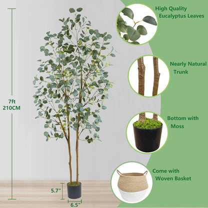 Fake Eucalyptus Tree 5ft Tall Artificial Plant with Basket