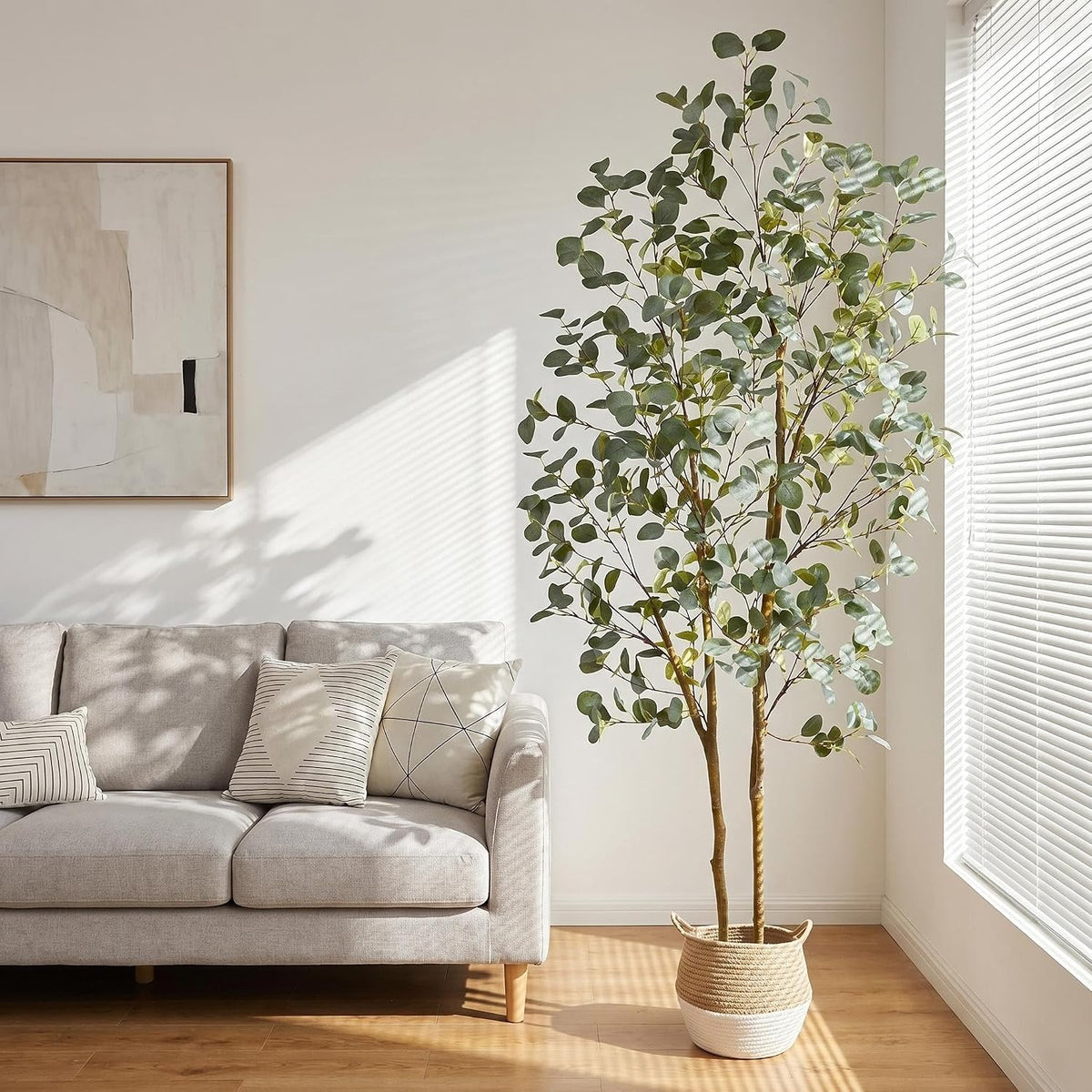 Fake Eucalyptus Tree 5ft Tall Artificial Plant with Basket
