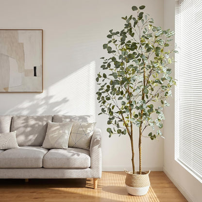 Fake Eucalyptus Tree 5ft Tall Artificial Plant with Basket