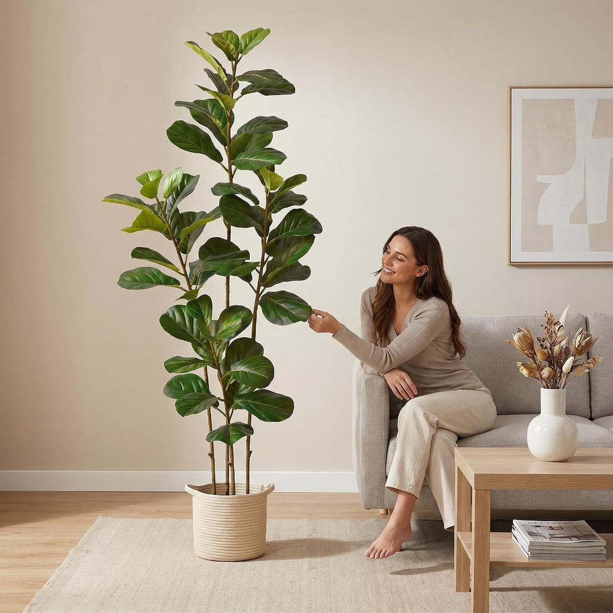 Fake Eucalyptus Tree 5ft Tall Artificial Plant with Basket
