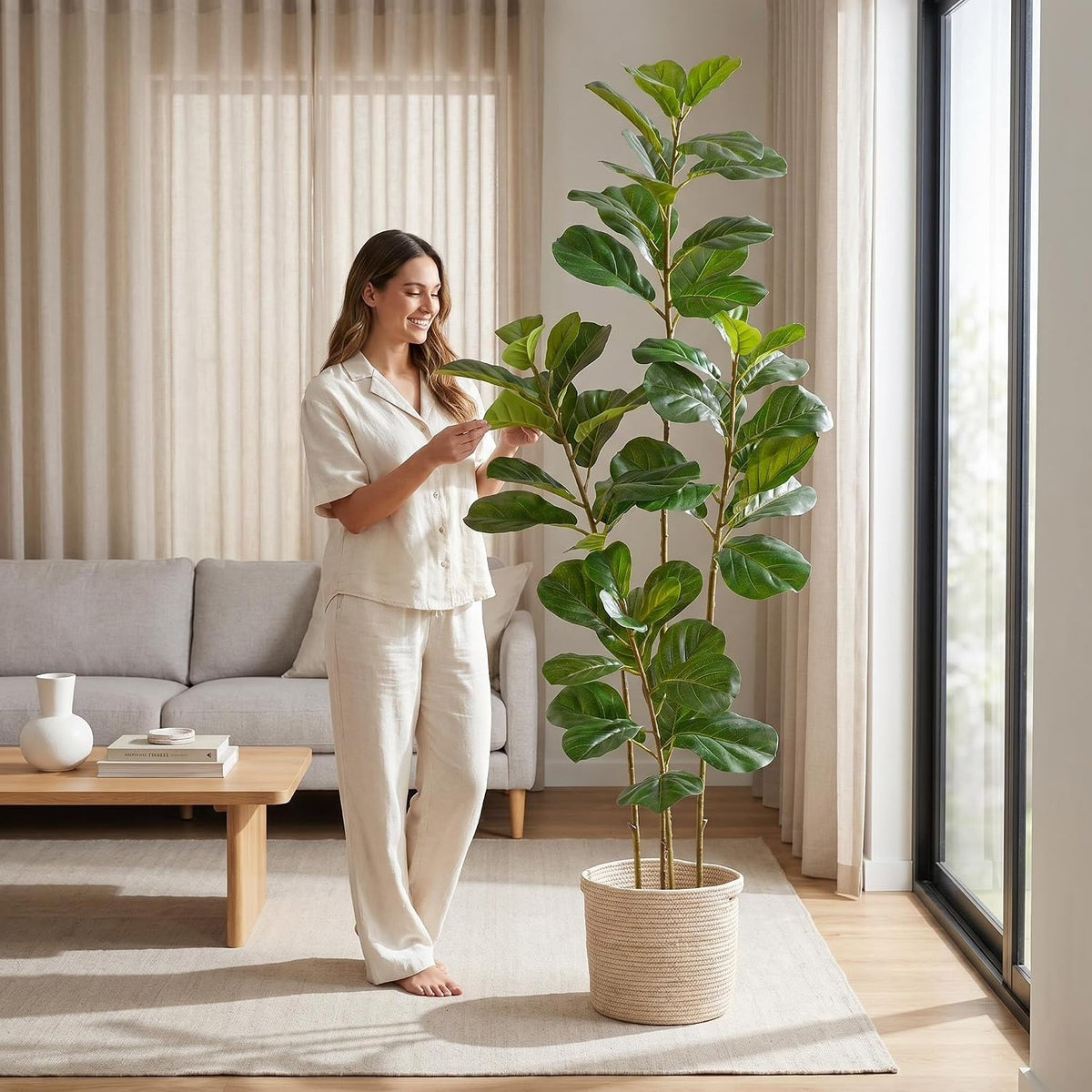 Fake Eucalyptus Tree 5ft Tall Artificial Plant with Basket