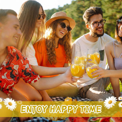 2 Pcs Lemon Cup Icon Juice Glasses Aesthetic Cups 18 oz Stemless Drinking Cocktail Coffee Mugs for Party Supplies Gifts