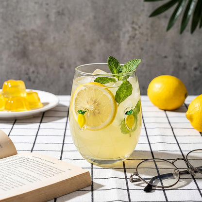 2 Pcs Lemon Cup Icon Juice Glasses Aesthetic Cups 18 oz Stemless Drinking Cocktail Coffee Mugs for Party Supplies Gifts