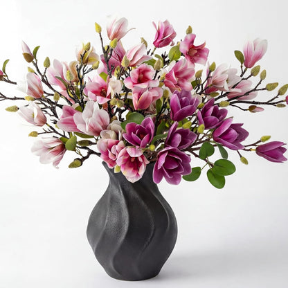 8 Pcs Artificial Magnolia Flowers Stem for Spring Decoration Faux Fake Flora Stems Beautiful Magnolia Office Hotel Home Decor Accent Pieces(No Pot)(Pink, White)
