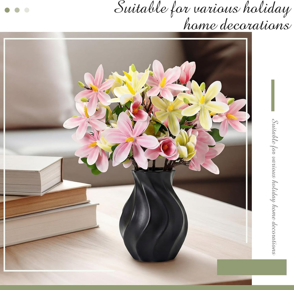 8 Pcs Artificial Magnolia Flowers Stem for Spring Decoration Faux Fake Flora Stems Beautiful Magnolia Office Hotel Home Decor Accent Pieces(No Pot)(Pink, White)