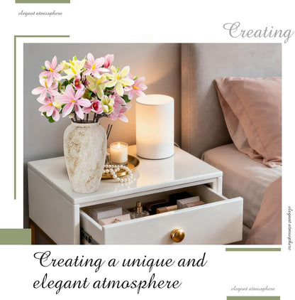 8 Pcs Artificial Magnolia Flowers Stem for Spring Decoration Faux Fake Flora Stems Beautiful Magnolia Office Hotel Home Decor Accent Pieces(No Pot)(Pink, White)