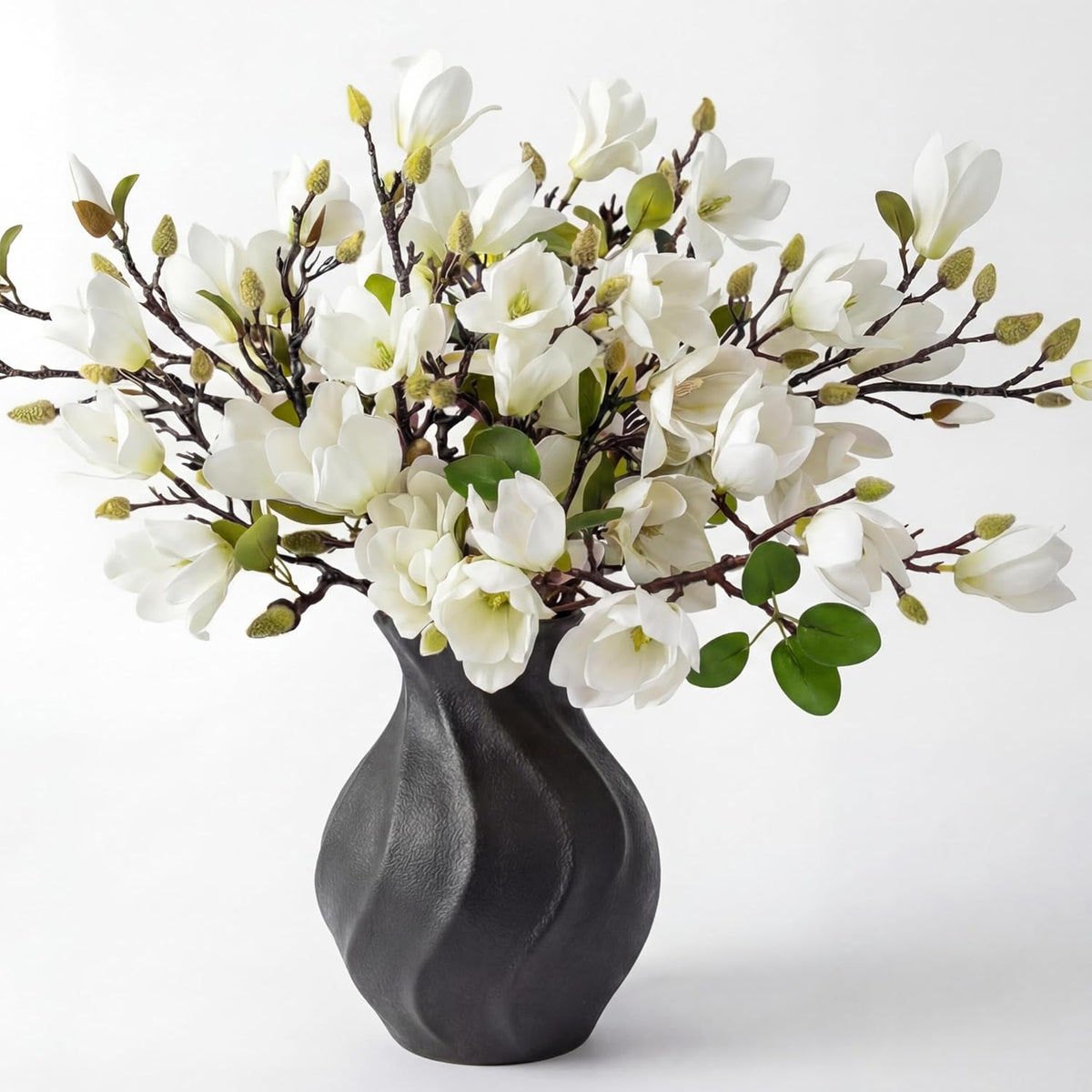 8 Pcs Artificial Magnolia Flowers Stem for Spring Decoration Faux Fake Flora Stems Beautiful Magnolia Office Hotel Home Decor Accent Pieces(No Pot)(Pink, White)