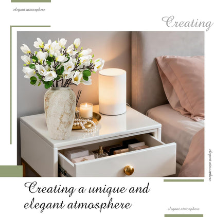 8 Pcs Artificial Magnolia Flowers Stem for Spring Decoration Faux Fake Flora Stems Beautiful Magnolia Office Hotel Home Decor Accent Pieces(No Pot)(Pink, White)