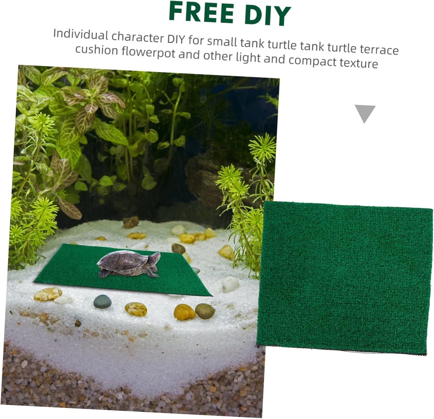 Fish Tank Simulation Turf Mat 9.84X7.87 Inch Artificial Turf for Turtle Basking Platform Reptile Habitat Home Landscaping and Flowerpot Decoration