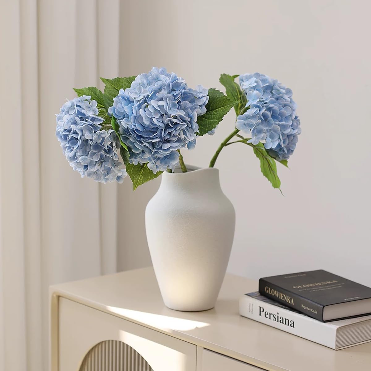 20" Real Touch Hydrangea Artificial Flowers,Blue,4PCS