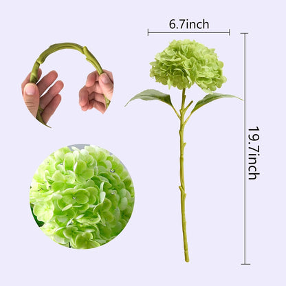 20" Real Touch Hydrangea Artificial Flowers,Blue,4PCS