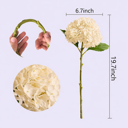 20" Real Touch Hydrangea Artificial Flowers,Blue,4PCS