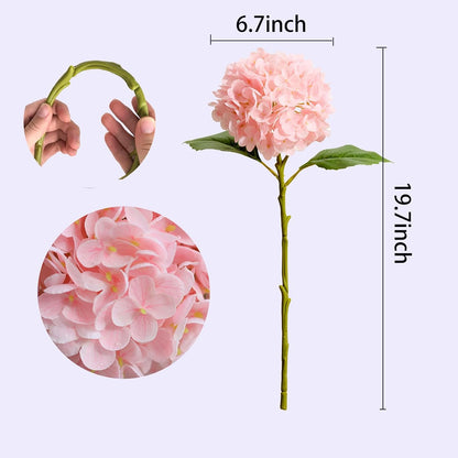20" Real Touch Hydrangea Artificial Flowers,Blue,4PCS