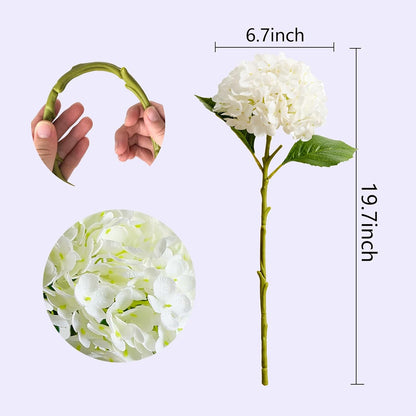 20" Real Touch Hydrangea Artificial Flowers,Blue,4PCS