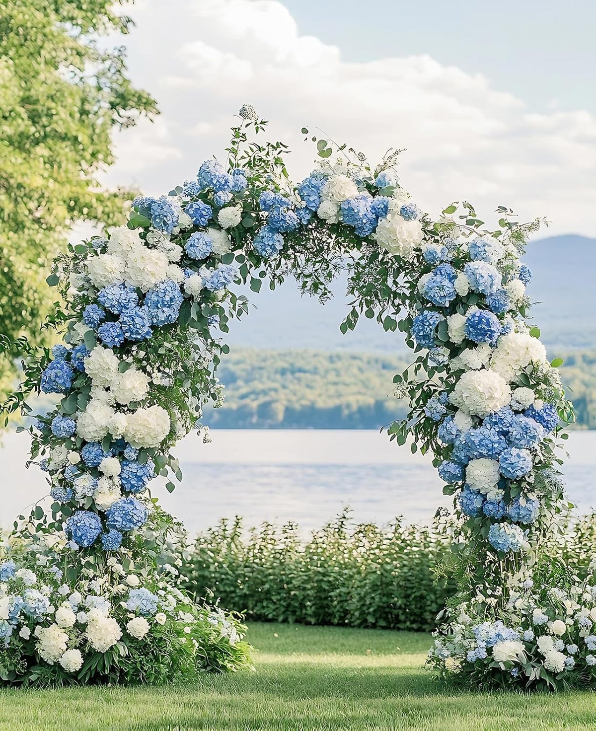 20" Real Touch Hydrangea Artificial Flowers,Blue,4PCS