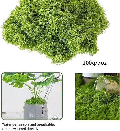 Fake Green Moss for Decorating, Artificial Moss for Aquarium Model Crafts Table Centerpieces Decor (Green, 200g/7oz)