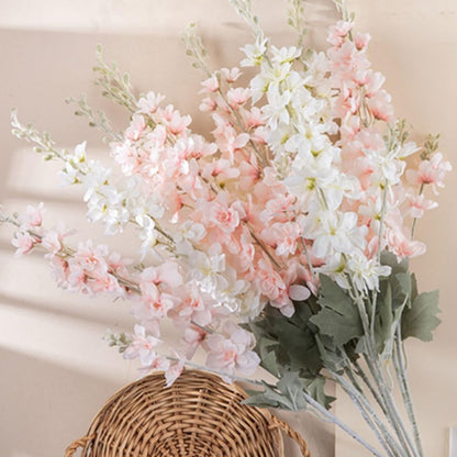 33.5in 6pcs Fake Flowers Delphinium Artificial Flowers Silk Flowers Larkspur Artificial Flowers Long Stem Flowers for Tall Vase Home Wedding Party Decor White